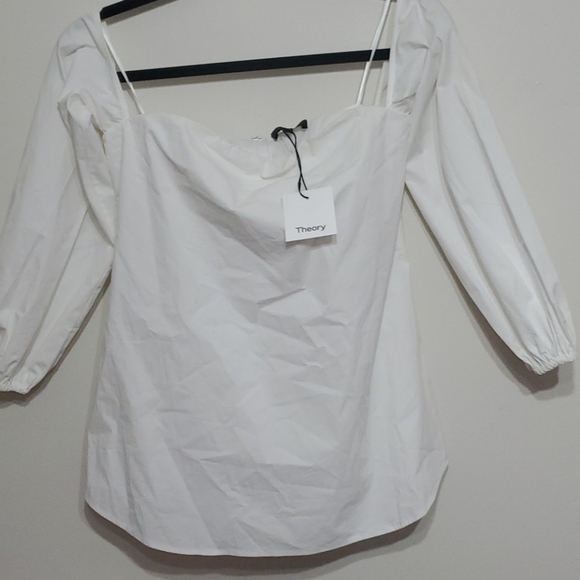 ☀️Theory off the shoulder cotton poplin top- NWT - Picture 8 of 11